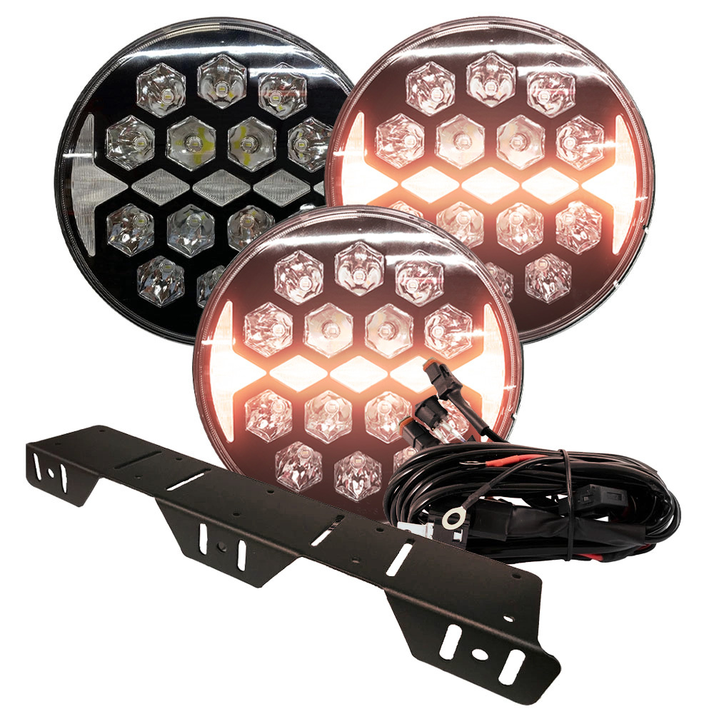 NIZLED Zusatzscheinwerfer-Paket 3er-Pack R140DRL, 140W mit Halterung und Kabelbaum
