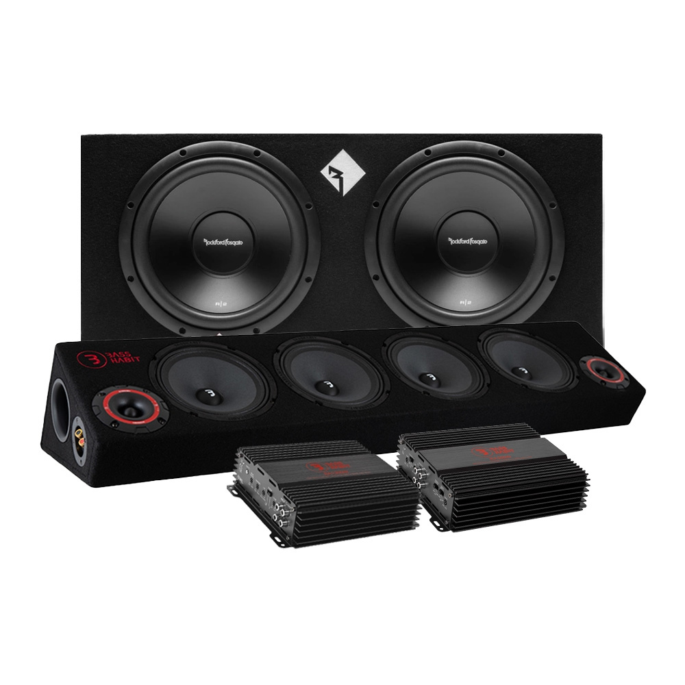 Rockford Fosgate R2-2X12 Raggar-Paket mit Bass Habit SPL64