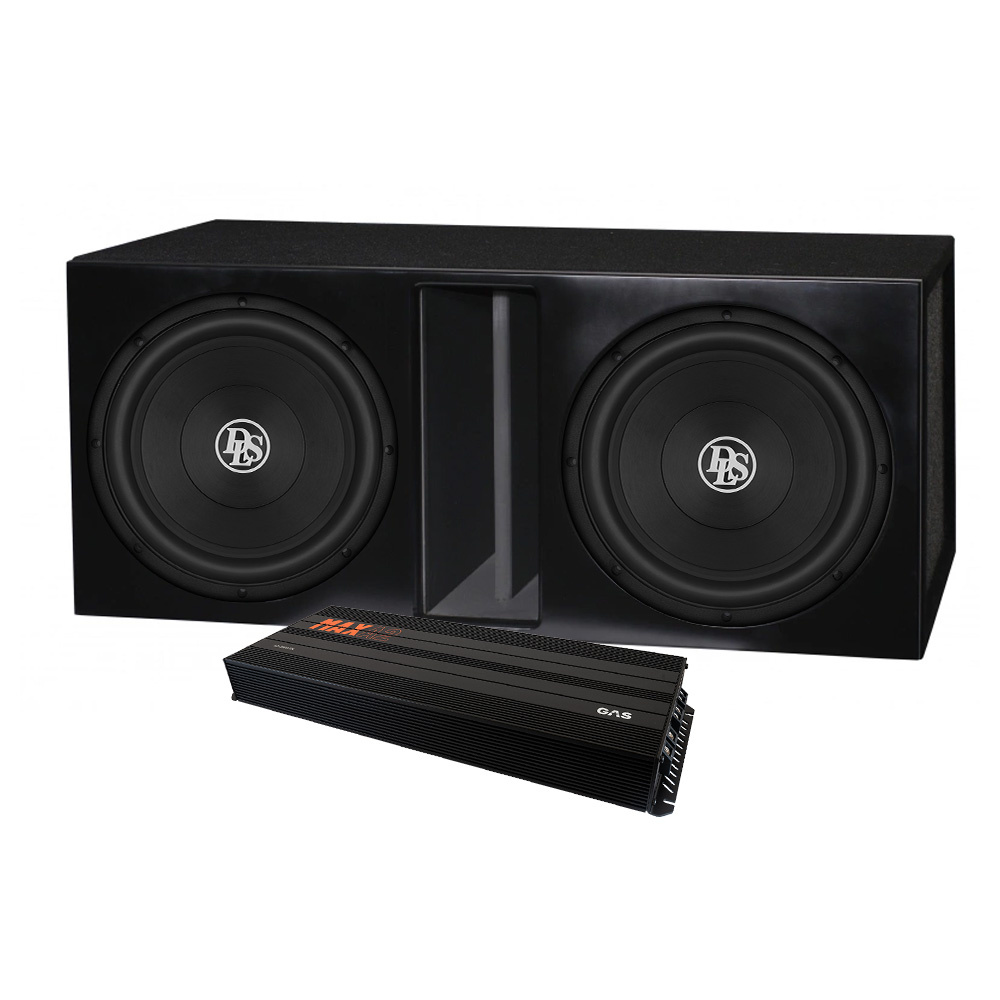 2er-Pack DLS RCW12.D2 im Gehäuse mit GAS MAX A2-2500.1DL, Basspaket