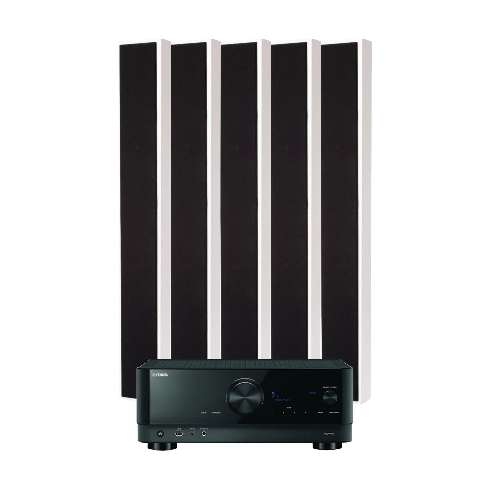 Yamaha RX-V4A & DLS Flatbox Slim XL 5.0 Heimkino-Paket, weiß