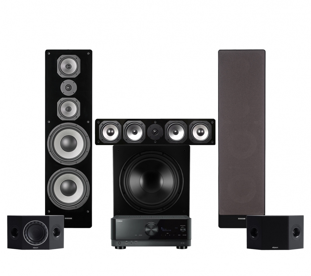 Yamaha RX-V6A & Dynavoice Challenger M-105 EX v.4 Facet 5.1 Heimkino-Paket, Schwarz