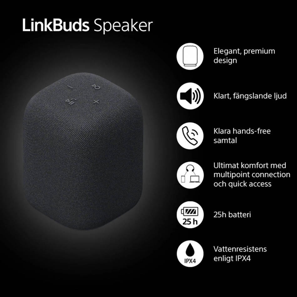 2er-Pack Sony LinkBuds Speaker kabelloser tragbarer Lautsprecher mit Bluetooth, schwarz
